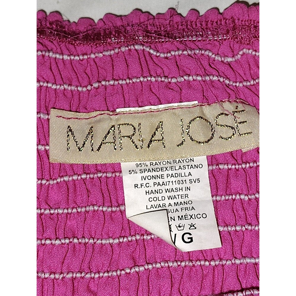 MARIA JOSÉ Hot Pink Smocked Ruffle Sleeve Off-The-Shoulder Crop Top M/G - Picture 3 of 12
